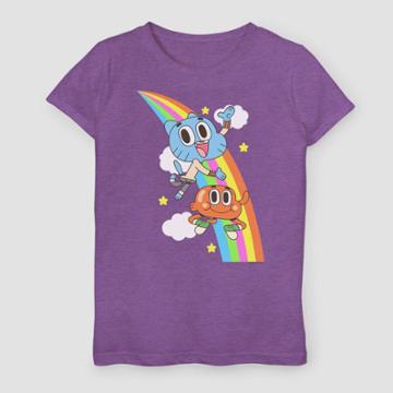 Fifth Sun Girls' Adventure Time Gumball Rainbow T-shirt - Purple