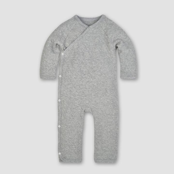 Burt's Bees Baby Organic Cotton Quilted Bee Kimono Coverall - Heather Gray Newborn, Girl's