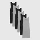 Hanes Men's 6pk Red Label Tank Top Dyed A-shirt - Gray/black