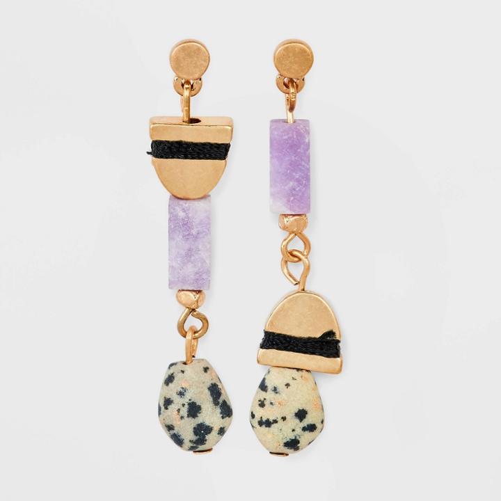 Semi-precious Lepidolite And Dalmatian Jasper Drop Earrings - Universal Thread