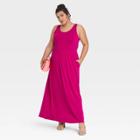 Women's Plus Size Sleeveless Knit Babydoll Dress - Ava & Viv Pink