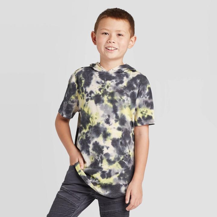 Petiteboys' Tie Dye Short Sleeve Hoodie Sweatshirt - Art Class Black