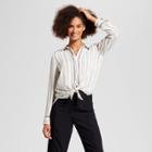 Women's Long Sleeve Piped Pajama Shirt - Who What Wear White/black