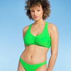 Juniors' Textured Cinch-front Bralette Bikini Top - Xhilaration Bright Green D/dd Cup