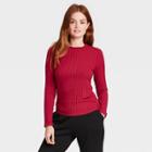Women's Long Sleeve Wide Rib Essential T-shirt - A New Day Rose