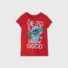 Girls' Disney Stitch 'up To Snow Good' Short Sleeve Graphic T-shirt - Red