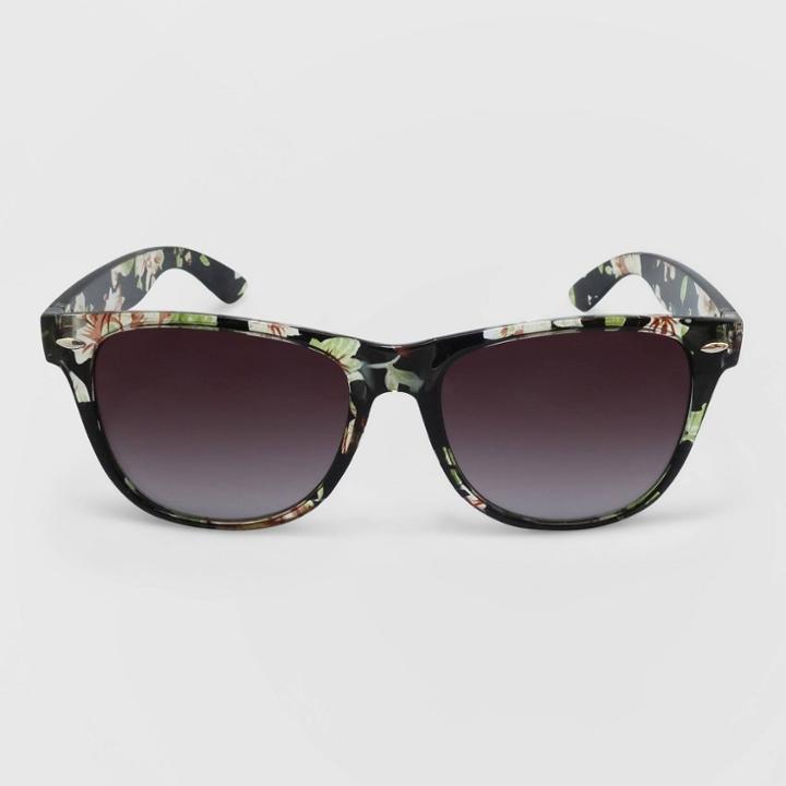 Women's Floral Print Surf Plastic Crystal Silhouette Sunglasses - Wild Fable , Women's, Size: