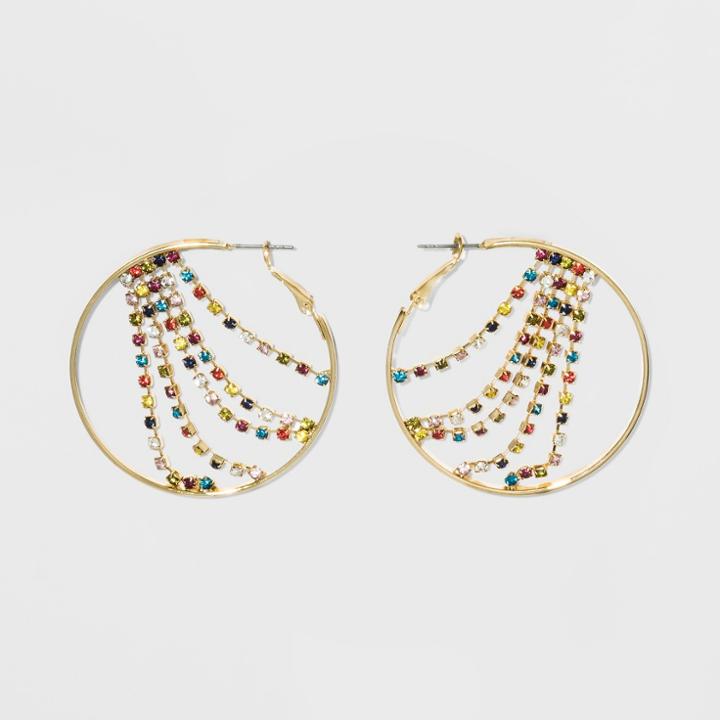 Sugarfix By Baublebar Colorful Crystal Hoop Earrings - Rainbow, Multicolor Rainbow