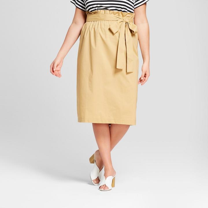 Women's Plus Size Belted Paperbag Skirt - Who What Wear Tan X