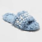 Women's Adrienne Slip-on Embellished Slide Slippers - A New Day Blue
