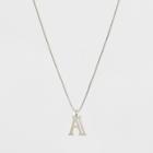 Silver Plated Initial A Pendant Necklace - A New Day Silver,