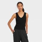 Women's Textured Tank Top - A New Day Black