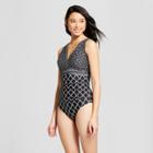 Women's Shirred Cup Size One Piece - Merona Black Print 38dd, Black/white