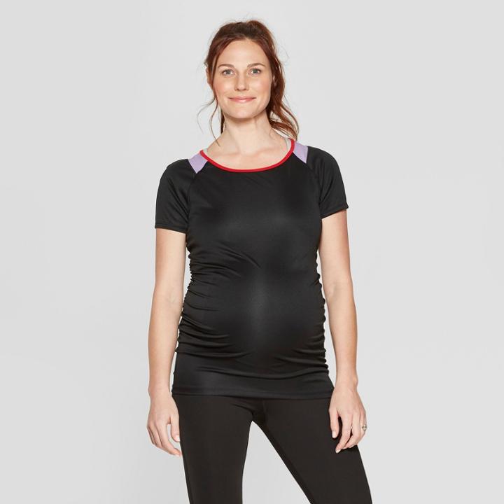 Maternity Active Wear Colorblock T-shirt - Isabel Maternity By Ingrid & Isabel Black