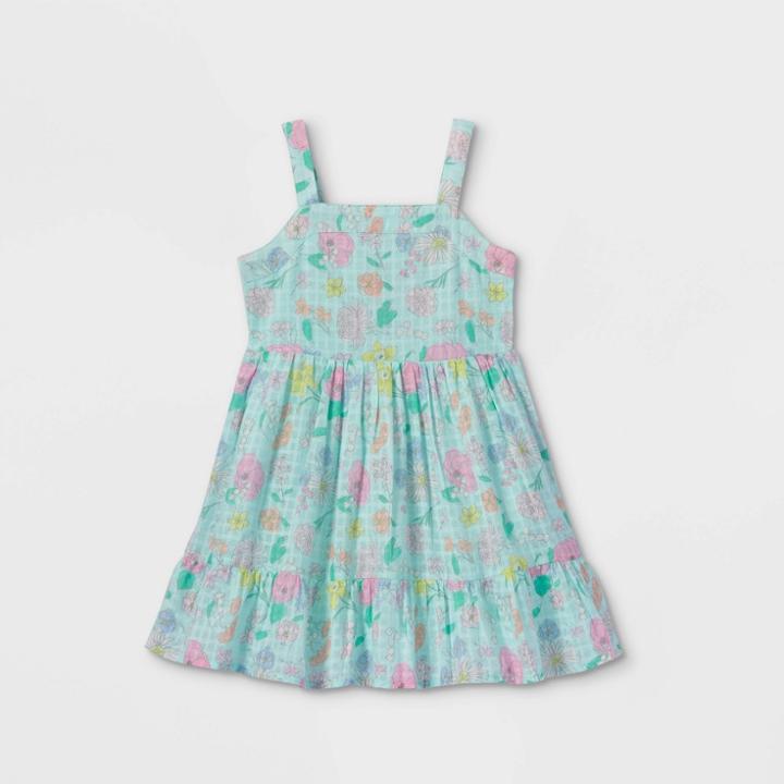 Toddler Girls' Tiered Floral Tank Top Woven Dress - Cat & Jack