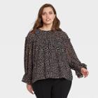 Women's Plus Size Polka Dot Balloon Long Sleeve Blouse - Who What Wear 1x,