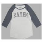 Women's 3/4 Sleeve Ramen Raglan Graphic T-shirt - Awake White