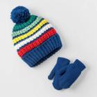 Toddler Boys' Rainbow Striped Cuffed Beanie With Mittens Set - Cat & Jack