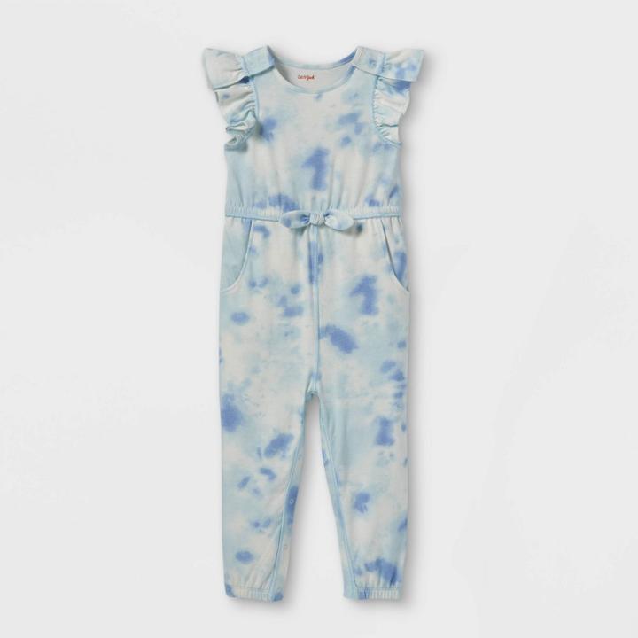 Toddler Girls' Adaptive Abdominal Access Tie-dye Jumpsuit - Cat & Jack Blue