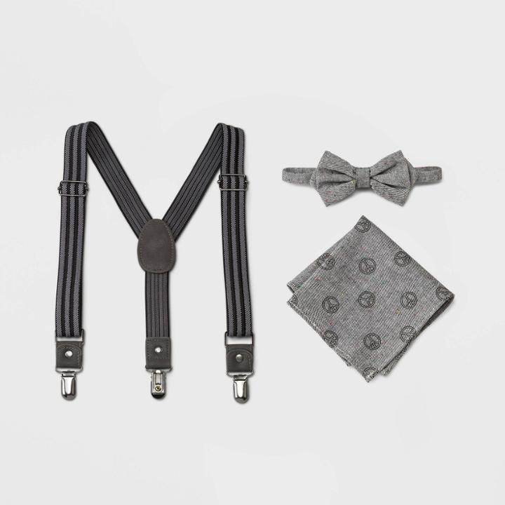 Kids' Adjustable Strap Suspender Set - Cat & Jack Gray