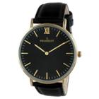Peugeot Watches Peugeot Super Slim 14k Gold Plated Genuine Leather Band Sheffield Watch - Black,