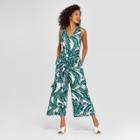 Women's Palm Print Tie Back Jumpsuit - Who What Wear Green Xl, Green Palm Print