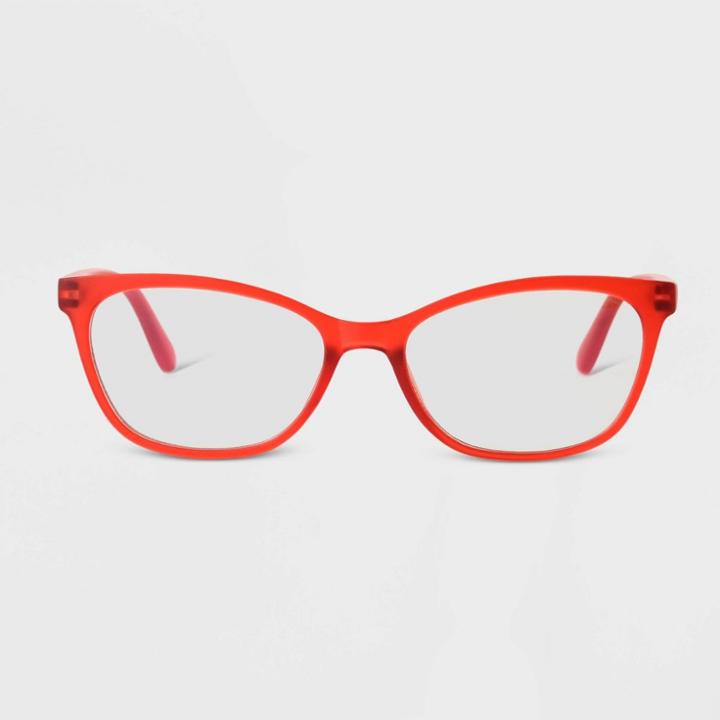 Women's Matte Plastic Cateye Blue Light Filtering Glasses - Universal Thread Heathered Red