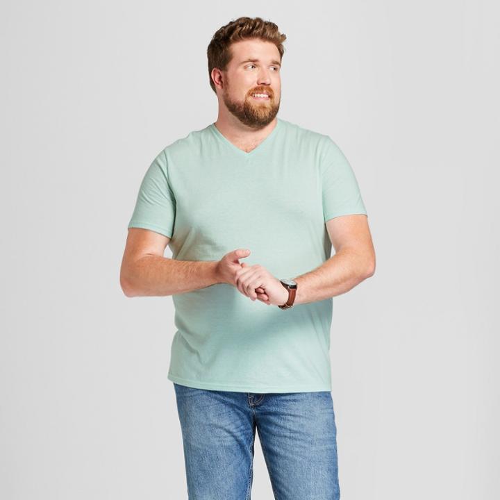 Men's Tall Basic Fit Short Sleeve V-neck T-shirt - Goodfellow & Co Aqua