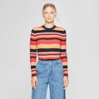 Women's Striped Long Sleeve Crew Sweater - Who What Wear Red/black M, Red/black