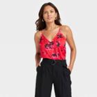 Women's V-neck Cami - A New Day Red Floral Print