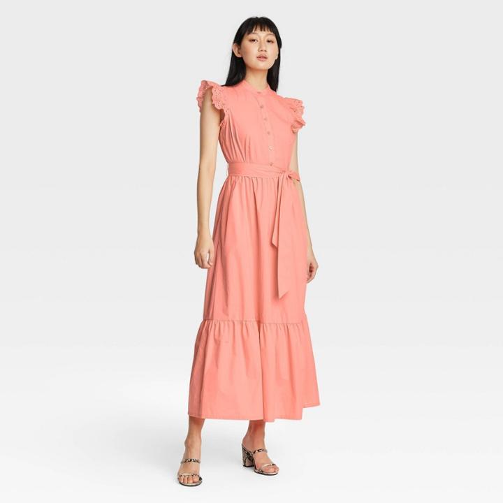 Women's Ruffle Short Sleeve A-line Dress - Who What Wear Pink