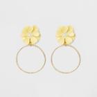 Flower And Wire Circle Earrings - A New Day Yellow/gold