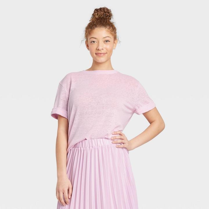 Women's Short Sleeve Linen T-shirt - A New Day