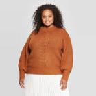 Women's Plus Size Turtleneck Pullover Sweater - Ava & Viv Rust 3x, Women's,