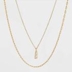 14k Gold Plated Crystal Initial 'b' Pendant Chain Necklace - A New Day Gold