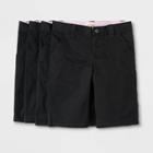 Girls' 4pk Flat Front Stretch Uniform Shorts - Cat & Jack Black