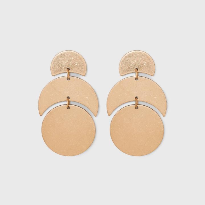 Crescent And Medallion Post Drop Earrings - Universal Thread Gold