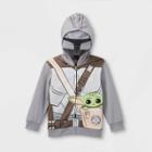 Lucasfilm Toddler Boys' Baby Yoda Mando Knapsack Fleece Hoodie - Gray