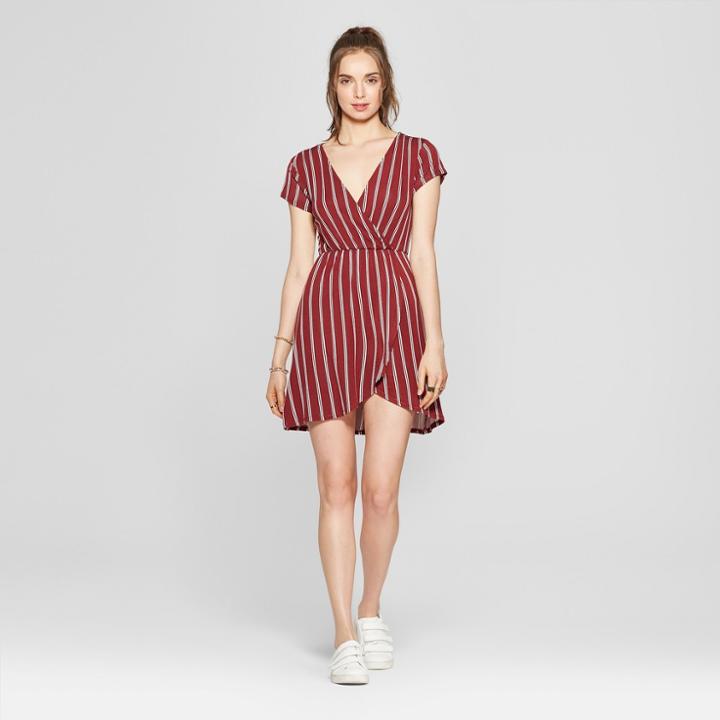 Women's Striped V-neck Dress - Lily Star (juniors') Rust