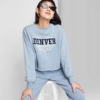 Women's Crewneck Cropped Sweatshirt - Wild Fable Heather Blue