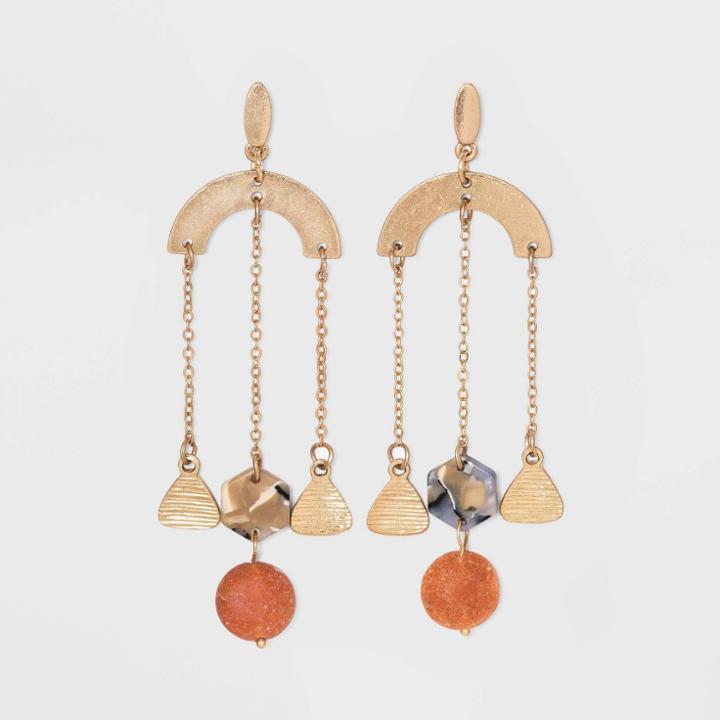 Semi-precious Red Aventurine Drop Earrings - Universal Thread Red