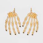 No Brand Halloween Skeleton Hand Drop Earrings - Gold