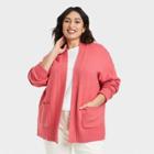 Women's Plus Size Open-front Cardigan - A New Day Pink