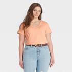 Women's Plus Size Short Sleeve V-neck T-shirt - Universal Thread Light Orange