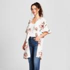 Women's Floral Print Ruffle Sleeve Kimono Jacket - Loramendi Pink