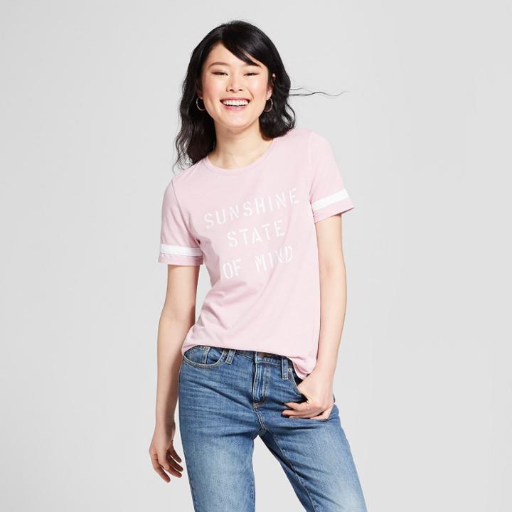 Women's Short Sleeve Sunshine State Of Mind Baseball Graphic T-shirt - Grayson Threads (juniors') Blush