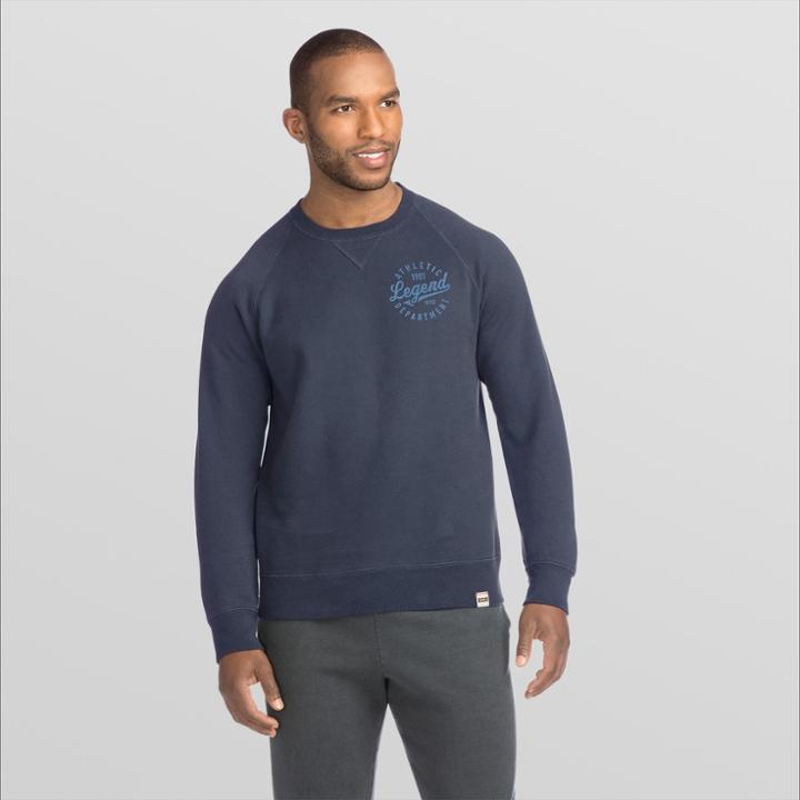 Hanes 1901 Men's Graphic V-notch Raglan Pullover Sweatshirt - Navy (blue)