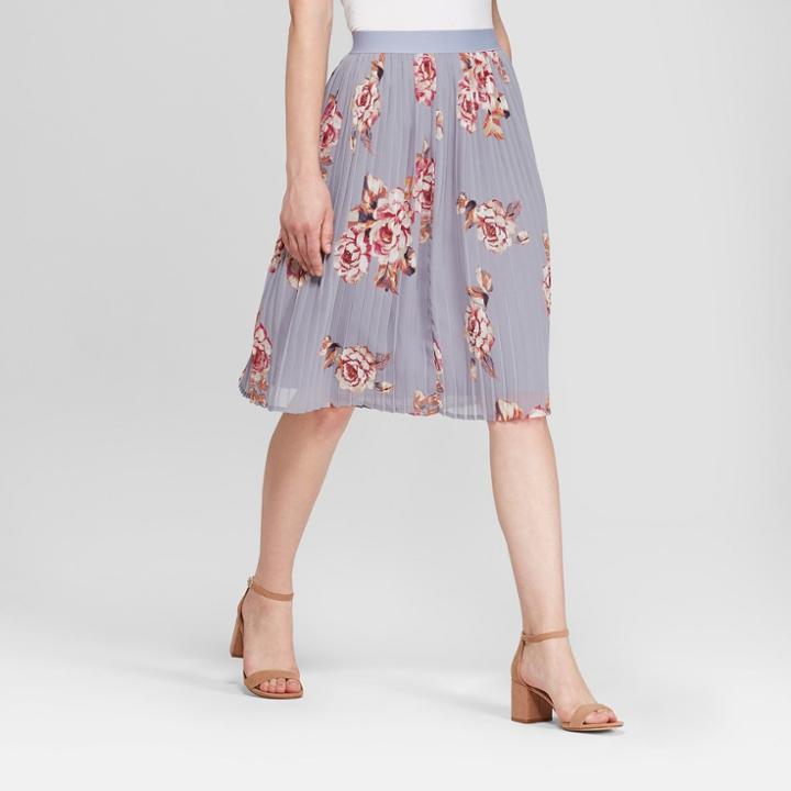 Women's Floral Pleated Chiffon Skirt - A New Day