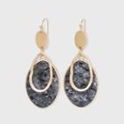 Semi-precious Labradorite With Wavy Gold Cutout Drop Earrings - Universal Thread Black