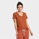 Women's Short Sleeve V-neck T-shirt - Universal Thread Rust
